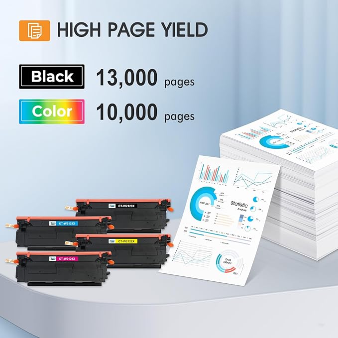 212X 212A Toner Cartridges 4 Pack Compatible for HP 212X 212A W2120X W2120A (with Chip) for Color Laserjet Enterprise M555dn M554dn M555x M554 M555 MFP M578 Series Printer Ink (New Version-BK/C/Y/M)