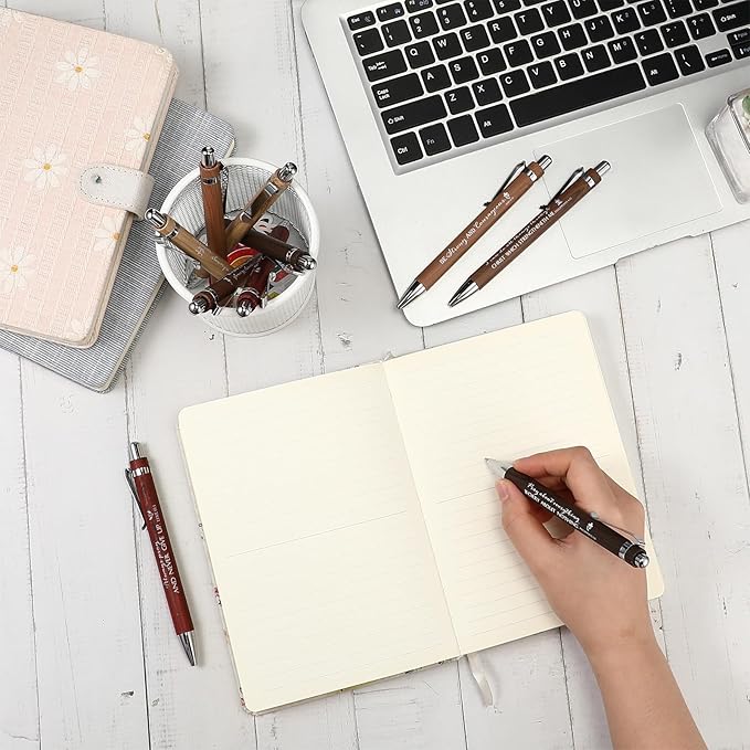 50 Pack Bible Verse Bamboo Retractable Ballpoint Pens Christian Inspirational Bible Verse Ballpoint with Black Ink Pen for Journal Writing Office Supplies Religious Gifts for Men Women(Wood Color)