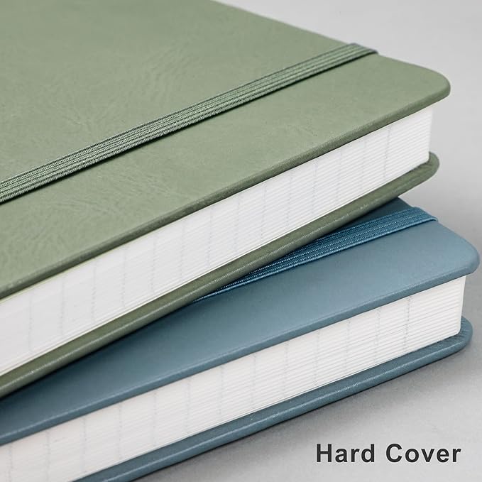 EMSHOI Lined Journal College Ruled Notebook – 8.5"x11" Hardcover Leather Journal for Women Men Office Work, 192 Pages 100 GSM Thick Paper, A4 Writing Notebook with Sticky Notes, Green