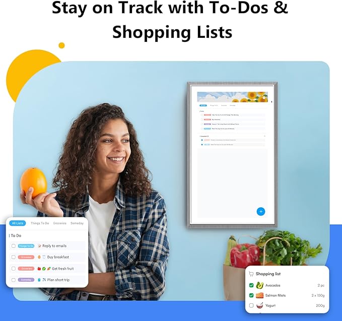 ApoloSign Digital Calendar: 15.6" Wall Planner Electronic Calendar, Smart Touchscreen Interactive Display for Chore Chart, Family Schedules, Supports All Apps via Google Play (Gray Wood, 15.6-inch)