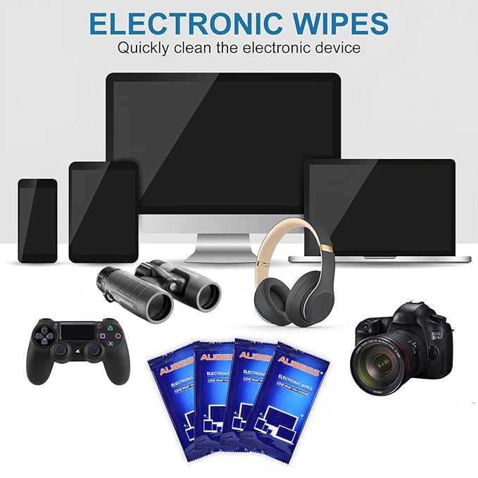 Electonic Wipes Alibeiss Screen Cleaner Wipes (80P,8 * 8inches) for Laptop, Phone, Ipad,TV, Computer Cleaning kit