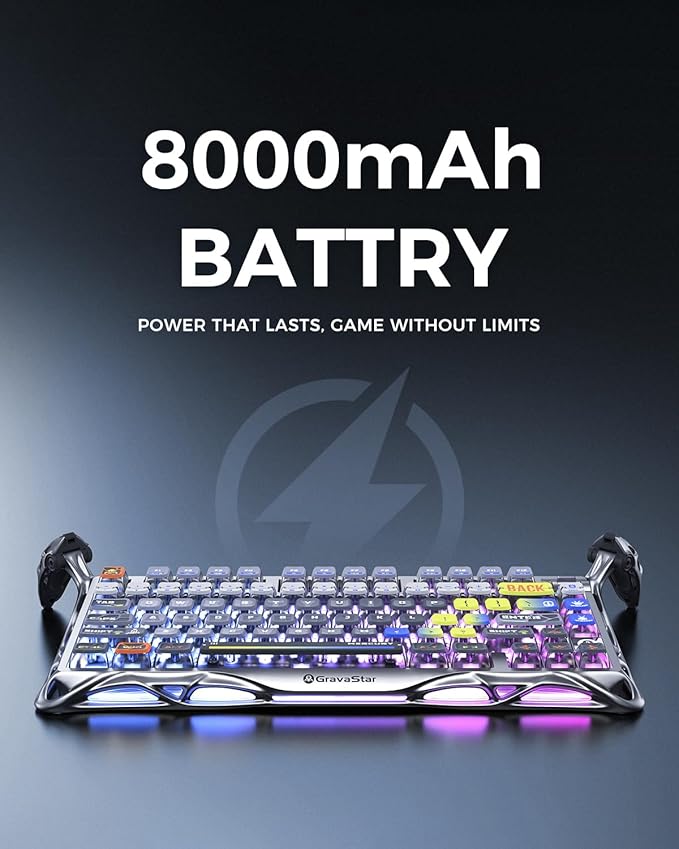 GravaStar Mercury K1 Pro Wireless Mechanical Gaming Keyboard, 75% Layout RGB Custom Keyboard, Hot-Swappable Linear Switches – Aluminum Alloy, Interstellar Silver Brushed Metal Look