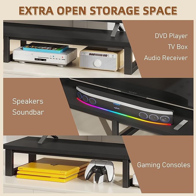 59" Large TV Riser for 32-75 inch TV, TV Riser Stand Shelf with Steel Legs, Tabletop TV Stand Riser for Home Office,Black