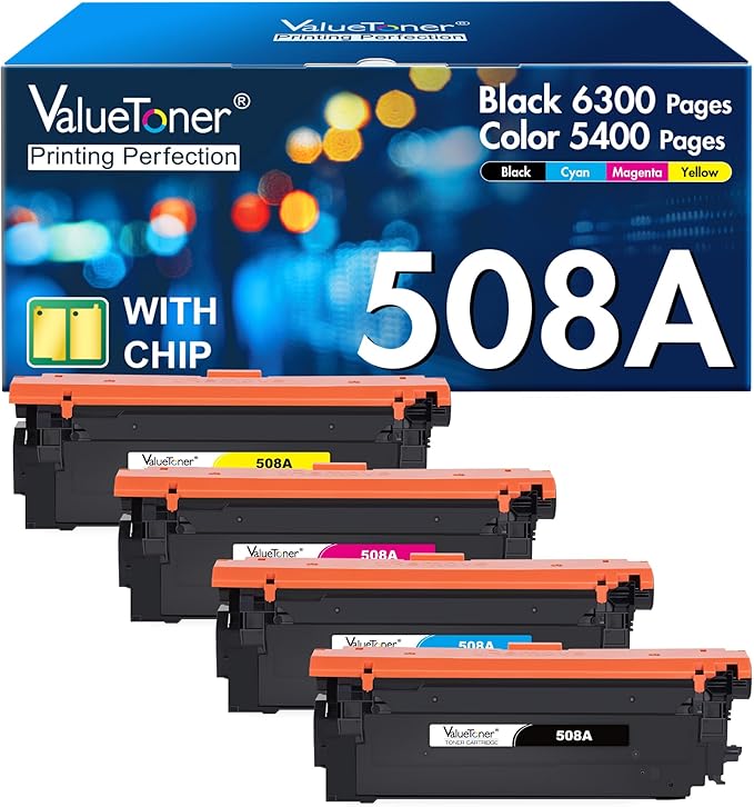 4 Pack for HP 508A Toner Cartridge CF360A CF361A CF362A CF363A High Yield Work for HP Color Laserjet M552 M552dn M553 M553n M553dn M553x M557 M577c M577z M577f M577dn(Black/Cyan/Magenta/Yellow)