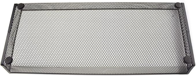 HAHIYO Stackable Mesh Tray Cup 15 x 6 x 2 inches Sturdy Container for Desk Drawer Organizer Collection for Home Office School kitchen Soft Foam Feet No Sharp Edges 1 Pack Black