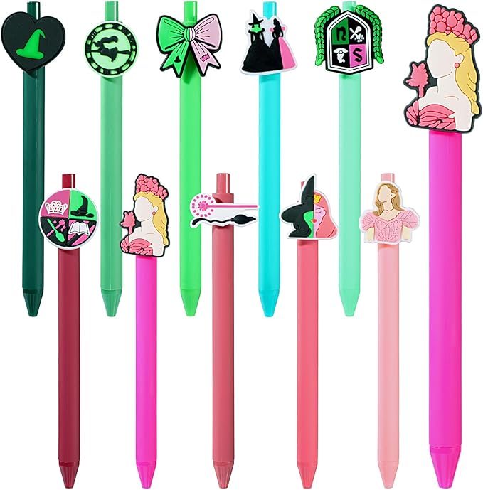 10 Pcs Halloween Ballpoint Pen DIY Retractable Gel Ink Pen Princess and Witch Cartoon Pens for Office Stationary Writing Pen Party Favors