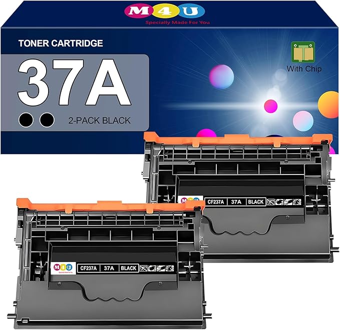 37A Toner Cartridges 2 Pack Black CF237A(with Chip) Compatible for 37A Toner Cartridges Work for Enterprise M607n M608dn M609 M608n M607dn MFP M632 M631 Printer (2 Pack, Black)