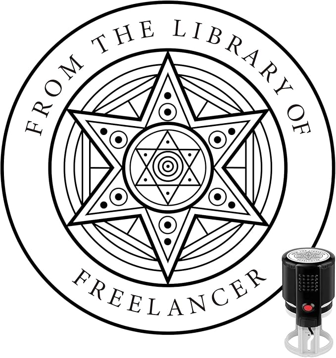 Custom Ink Stamp | Personalized Self Inking Stamp Gifts for Book Lovers, Readers, Teachers | 5 Ink Colors (Star-01)