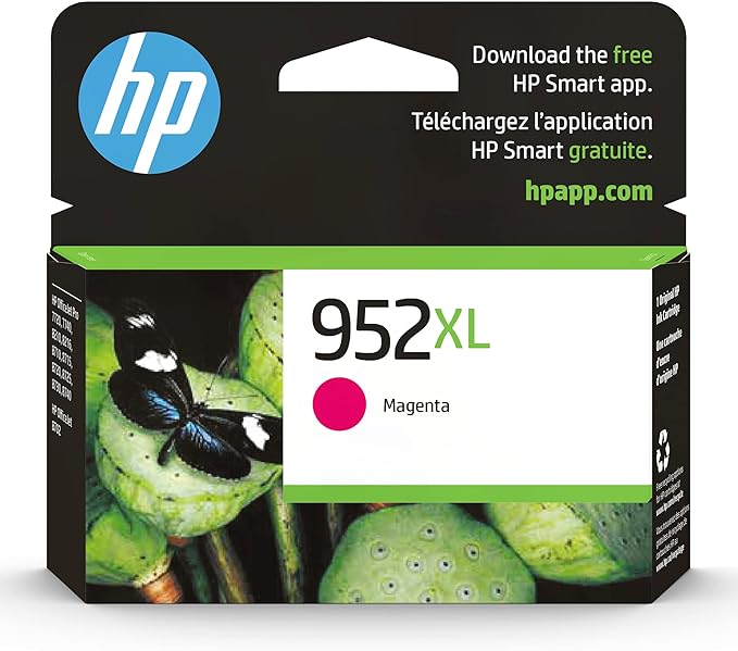 HP 952XL Magenta High-yield Ink Cartridge | Works with HP OfficeJet 8702, HP OfficeJet Pro 7720, 7740, 8210, 8710, 8720, 8730, 8740 Series | Eligible for Instant Ink | L0S64AN