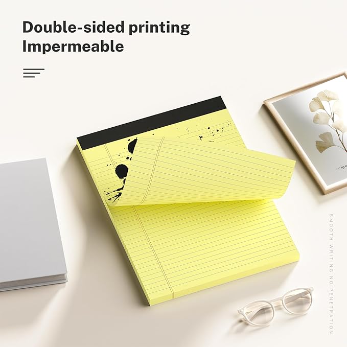 300 Sheets Yellow Legal Pads 8.5 x 11 College Ruled Paper 6-Pack Note Pads Narrow Ruled 50 Sheets per Notepad Perforated Writing Pad Durable Sturdy Back 8x11 Pads of Paper