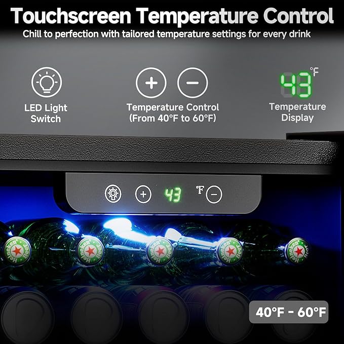 Beverage Refrigerator Cooler - 12 Bottle 50 Can Mini Fridge with Glass Door, Soda Wine Beer Drink Fridge - Small Refrigerator for Office Home Bedroom Dorm Bar, 1.3 Cu.Ft, Black