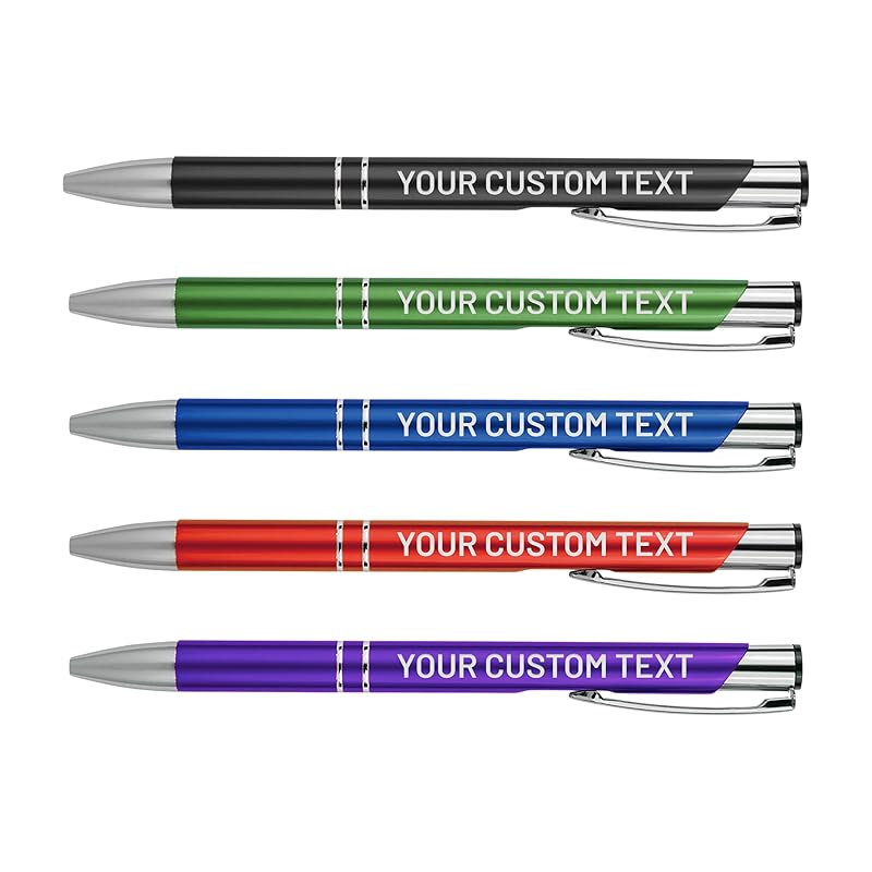 Bulk Personalized Pens Custom Engraved Ballpoint Pens (50 Pens, Black)