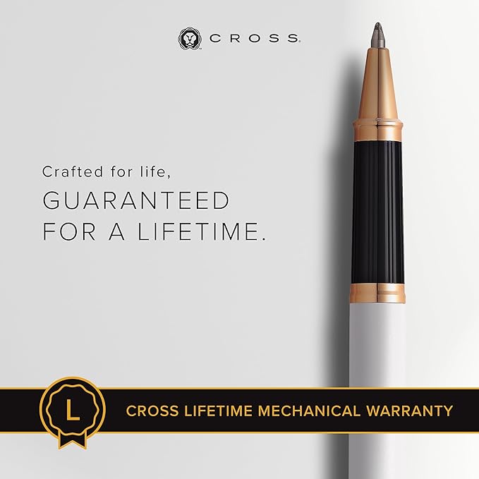 Cross Century II Refillable Rollerball Pen Presented in a Luxury Gift Box - Medium Point, Black Ink, Pearlescent White