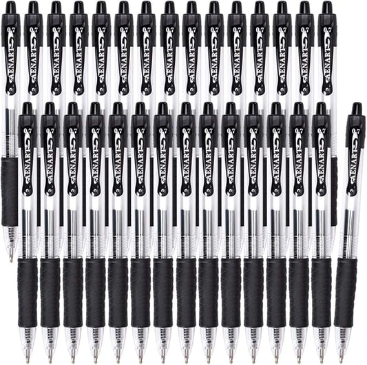 Gel Pens, 30 Pack Black Gel Pen Fine Point, Retractable Gel Ink Rollerball Pens for Smooth Writing (0.7mm) Back to School Supplies