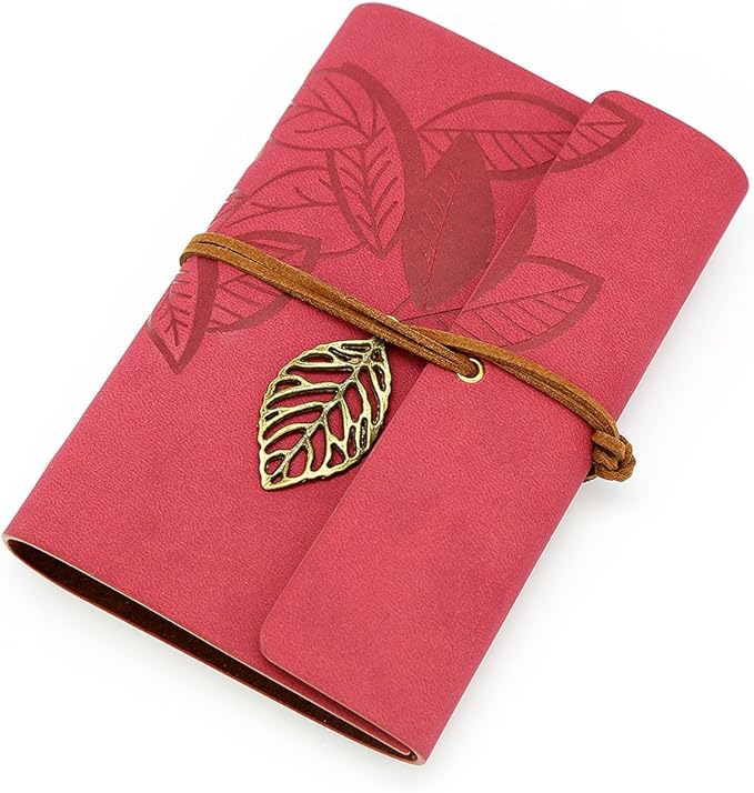 EvZ 7 Inches Vintage Dark Red PU Leather Cover Loose Leaf Blank Notebook Journal Diary Gift