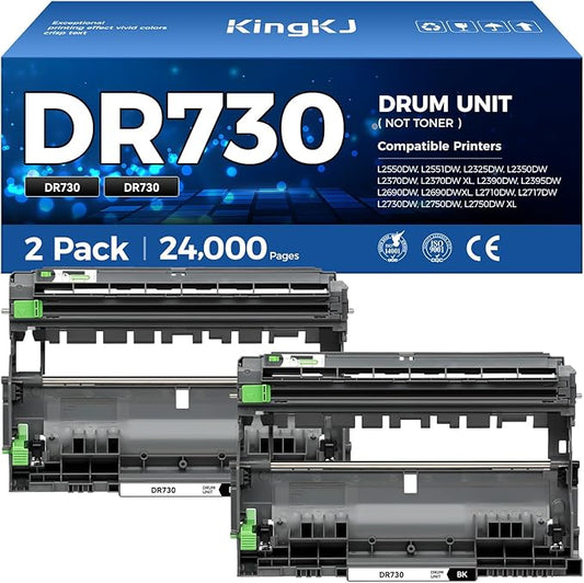 DR730 Drum Unit (Not Toner) 2-Pack Compatible Replacement for Brother DR-730 Imaging Drum MFC-L2710DW MFC-L2750DW DCP-L2550DW HL-L2350DW HL-L2395DW HL-L2370DW HL-L2390DW MFC-L2690DW HL-L2325DW Printer