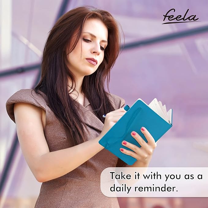feela 24 Pack Journal Notebook Bulk for Work, Business Notebook Hardcover Lined Writing Journal with Pen Holder for Students Women Note Taking, with 24 Black Pens, 120 GSM, 5.1”x8.3”, A5, Solid Colors
