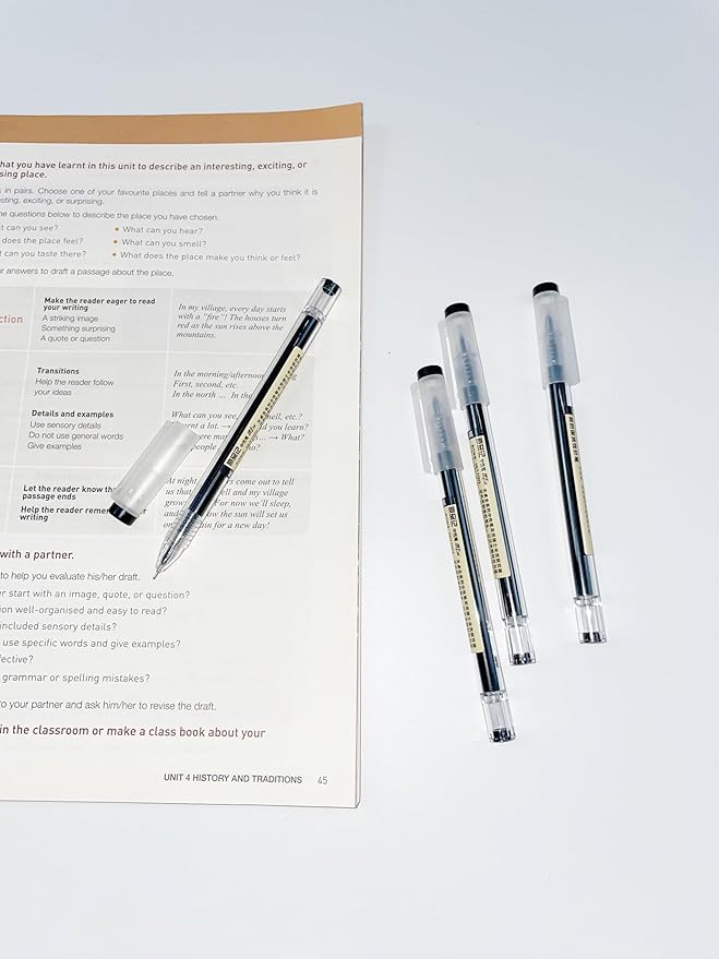 Gel Ink Pen Japanese Style Liquid Ink Rollerball Pens Quick Drying 0.35mm Ultra Fine Point Ballpoint Maker Pen Premium for Office School Stationery Supply,12 Pcs, Black