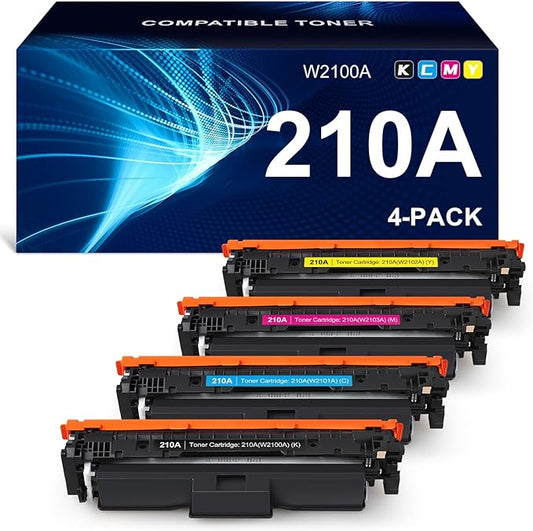 210A Toner Cartridges 4 Pack Compatible Replacement for HP 210A 210X W2100A W2101A W2102A W2103A Works for HP Color Pr MFP 4301 4201 Series 4201dw 4201dn MFP 4301dw 4301fdn 4301fdw Printer 4-Pack