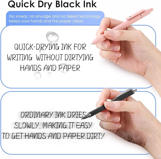 Donyang Gel Pens, 5pcs 0.5mm Cute Black Ink Fine Point Pens With Smooth Writing, Quick Dry Pens For Journaling, Teacher Work Desk Accessories Office School Supplies for Men Women Student (Morandi)