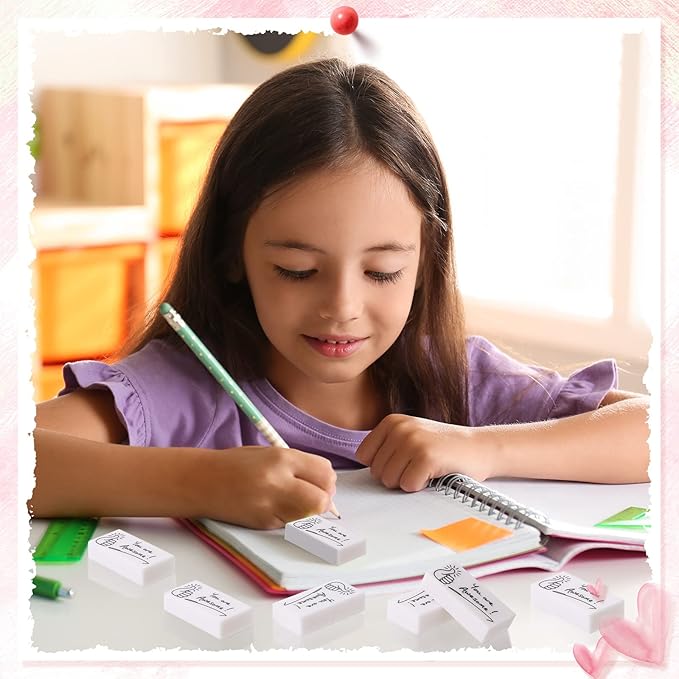 Fuutreo 50 Pcs Welcome Back to School Gifts for Students Inspirational Pencil Erasers Bulk You are Awesome White Cute Fun Erasers First Day of School Gifts Classroom Prizes from Teachers