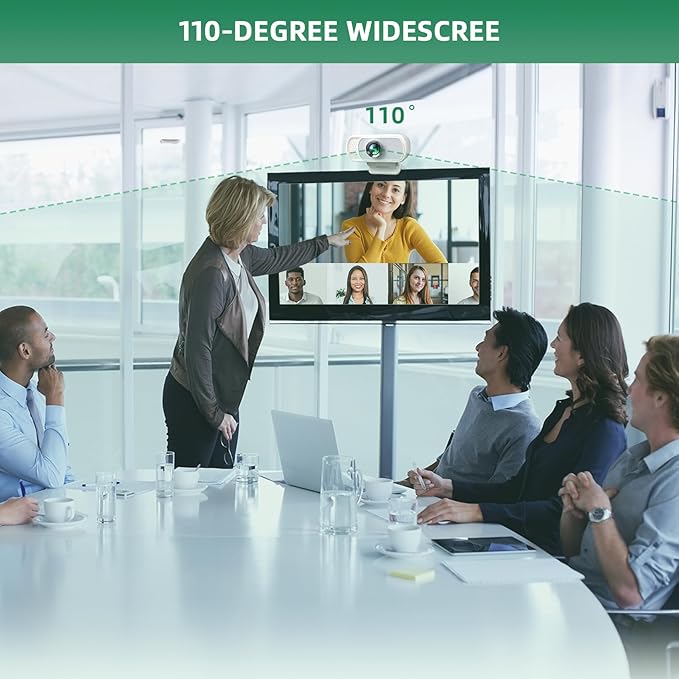 1080P Webcam with Mic, Pro Streaming Web Camera with Privacy Cover and Stand, Widescreen USB Computer Camera for PC Mac Laptop Desktop, Adapter Included