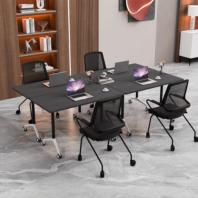 Conference Room Table with Flip-Top Design for Dynamic Meetings, Business Table Computer Desk with Heavy-Duty Frame,Foldable Seminar Meeting Tables for Home Office (2, F, 47.2IN)