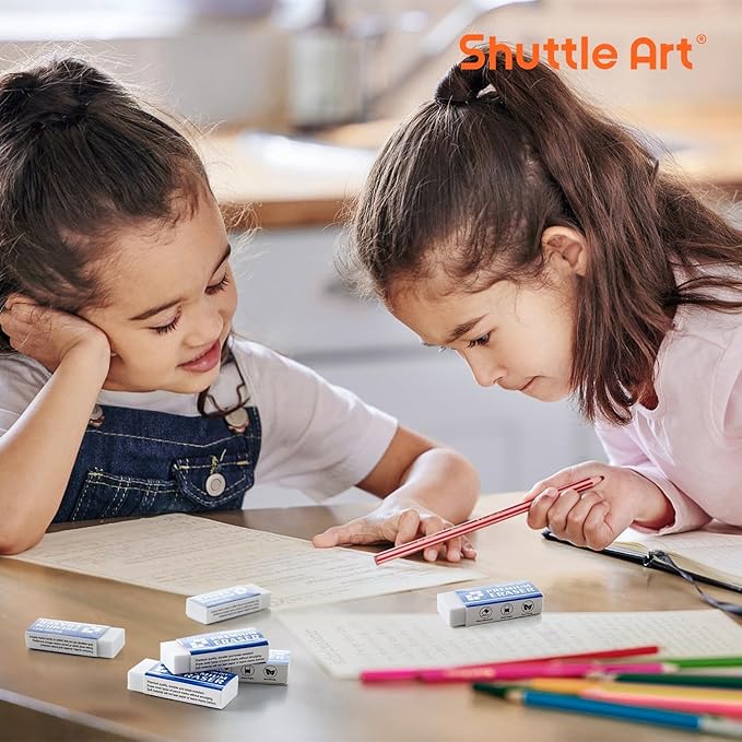 Erasers, Shuttle Art 72 Pack Premium Erasers Bulk, White Eraser Classroom Set for Kids Teachers as School and Office Supplies