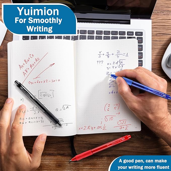 Gel Pens, 8 Pack Retractable Gel Ink Rollerball Pens Fine Point (0.5mm) for Smooth Writing, Black Red Blue Ink, for Women Men Journaling, School and Office Supplies