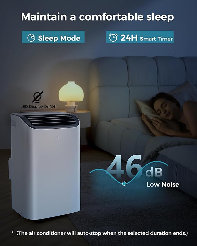 EUHOMY Portable Air Conditioners, 14000 BTU Portable AC Unit up to 700 Sq.Ft, 4-in-1 Portable Air Conditioner with Cool,mDehumidifier, Fan, Sleep Mode, 24H Timer, Remote, for Apartment, RVs, Bedroom