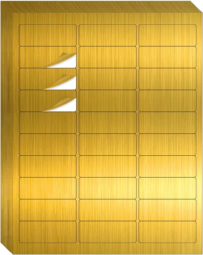 1" x 2-5/8" Address Labels- Gold Shipping Labels Stickers/Mailing Labe Stickers for Laser/Inkjet Printer, Matte- Permanent Adhesive Sticker