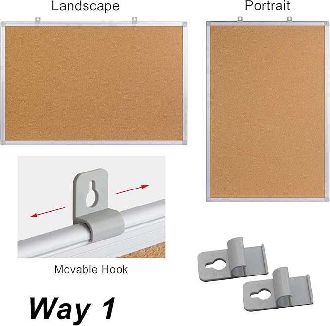 Board2by 2 Pack Cork Board Bulletin Board 36 x 48, Silver Aluminium Framed 4x3 Corkboard, Office Board for Wall Cork, Large Wall Mounted Notice Pin Board