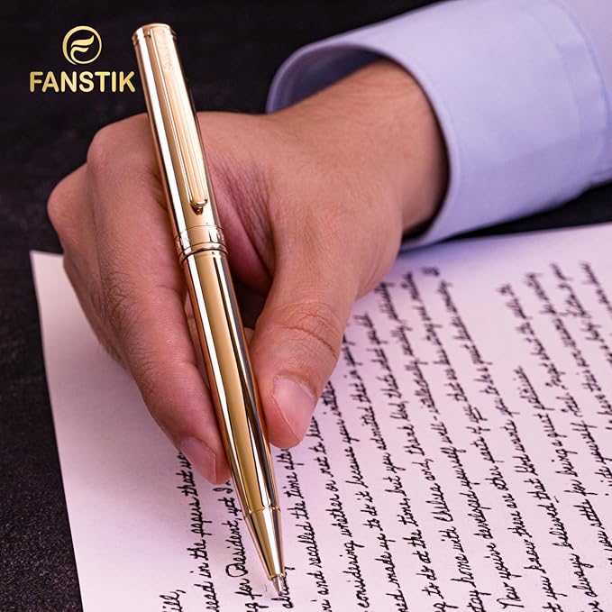 Customized Gold Luxury ballpoint pen (Made In USA) fancy gift set for women, Real 24K Gold Plating, Professional executive pen gift set for men (Lux Custom-BallPoint Gld)
