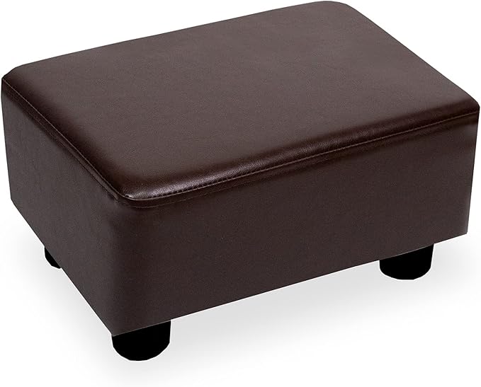 CAROLMADE Small Foot Stool Ottoman Footstool with Legs Under Desk Footrest for Living Room Bedroom and Office, Dark Brown