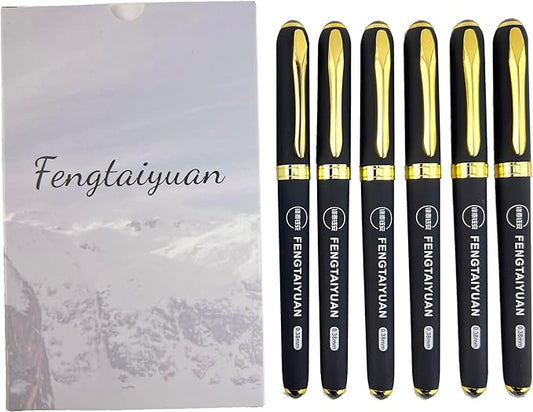 Fengtaiyuan 038P18Prox6, Gel Pens, Black Ink, Ultra FIne 0.38mm, Writting Pens, Smooth, 6 Pack (038P18Prox6)