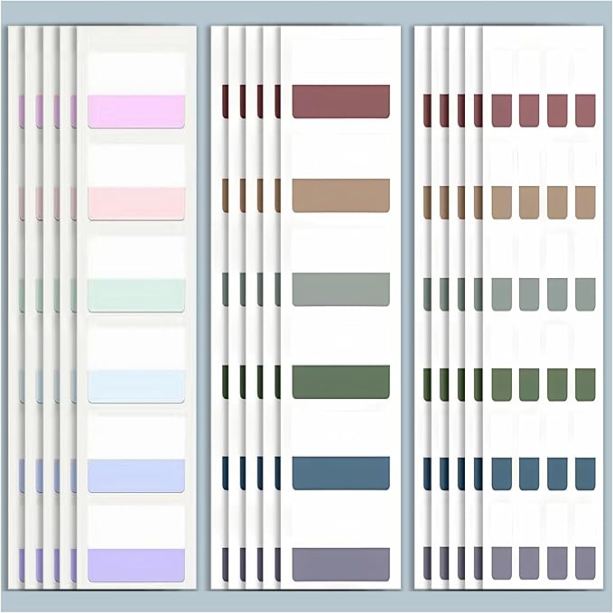 ELII 480 Pcs Morandi Tabs 2 Inch Sticky Index Tabs,Book Tabs Writable and Repositionable File Tabs Flags, Colored Page Markers 12 Colors