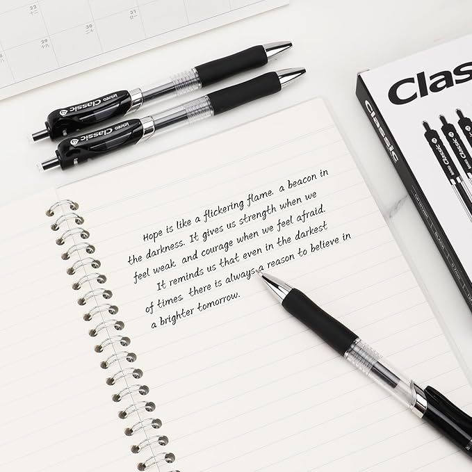 Classic Retractable Gel Roller Pens, 0.7mm Fine Point (Black Ink - 60 Packs)