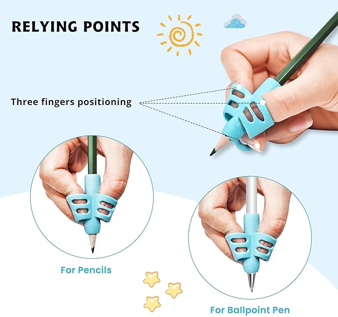20 Pcs Pencil Grips for Kids Handwriting Pencil Holders Grippers Writing Posture Correction Tools for Toddlers, Special Needs Silicone Pencil Supplies for Kindergarten Preschoolers