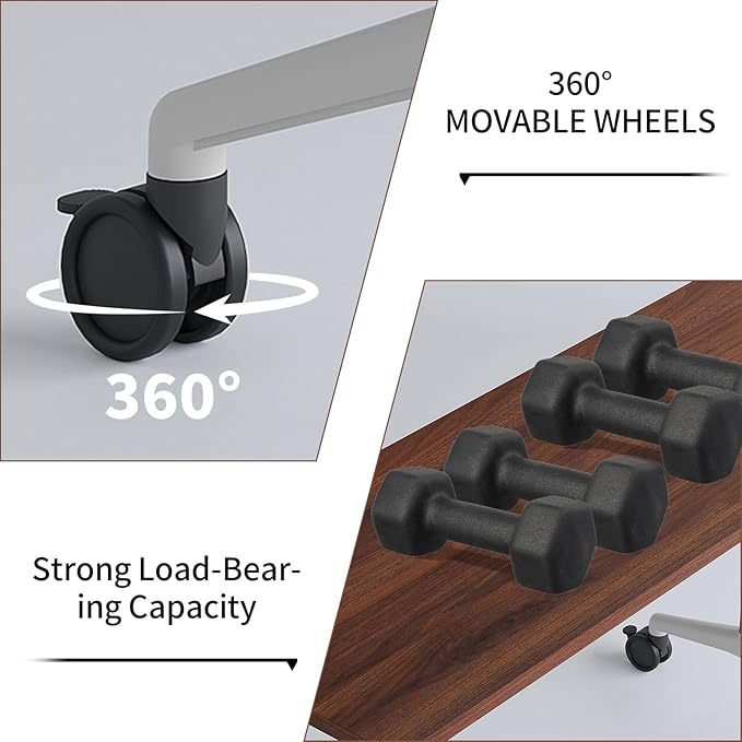 Conference Room Table with Flip-Top Design for Dynamic Meetings, Business Table Computer Desk with Heavy-Duty Frame,Foldable Seminar Meeting Tables for Home Office (4, A, 55.1IN)