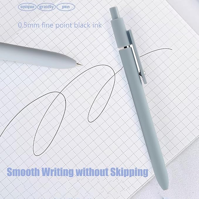 5 Pcs Gel Pens, 0.5mm Black Ink Pens Retractable Fine Point Smooth Writing, Aesthetic Office School Supplies, Desk Accessories Nursing Pen for Journaling Note Taking, Gifts for Women Men (Morandi B)