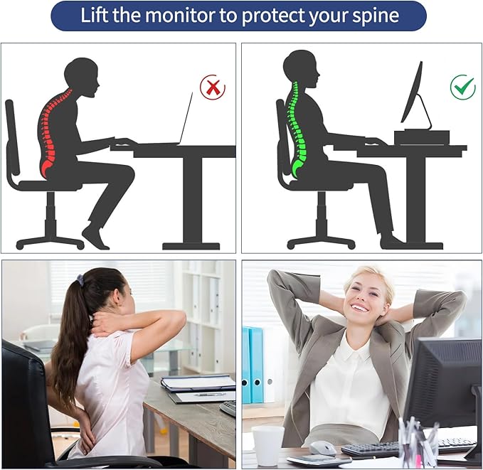 AUPSEN Computer Monitor Stands Riser，2-Tier Desk Organizers and Accessories, Office Desk Accessories Organizer with Drawers and 2 Pen Holder for Office Supplies (White)