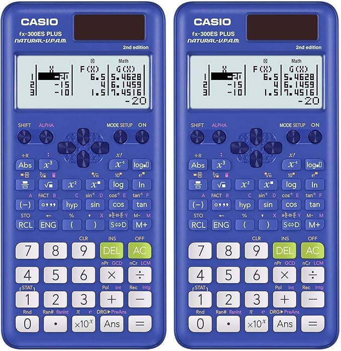 Casio fx-300ES Plus 2nd Edition – Standard Scientific Calculator | 262 Functions, Natural Textbook Display℠ | Ideal for Middle School, High School Math, Statistics & Algebra | Blue (Pack of 2)
