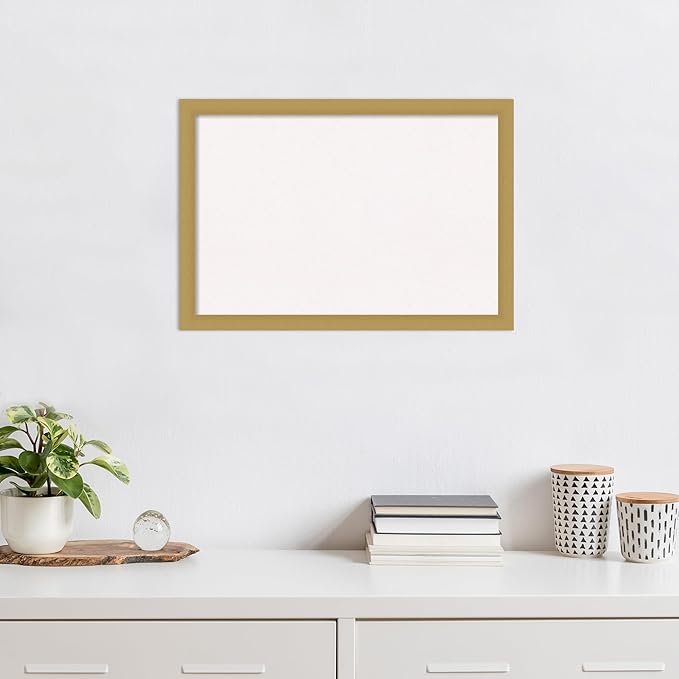 Amanti Art White Cork Board for Wall, 18x26 Vision Board with Gold Frame, Medium Corkboard Office Decor for Home Organization, Casual Corkboard Pinboard to display items for home organization