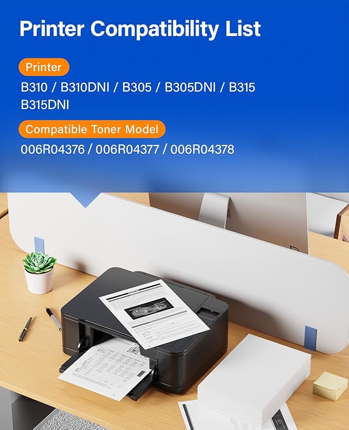 B310 B315 B305 006R04378 Black Toner Cartridge High-Yield with chip 1-Pack Replacement for Xerox 006R04376 006R04377 Toner Compatible with Xerox B310 B310DNI B305 B305DNI B315 B315DNI Printer Ink Copy