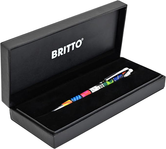 Britto Premium Rollerball Pen - Extra Fine Point with 0.5mm Premium-Grade Refillable Liquid Black Ink, Smooth Precision Writing & Quick Drying Pen for Journaling (Japanese, Colorful Landscape)