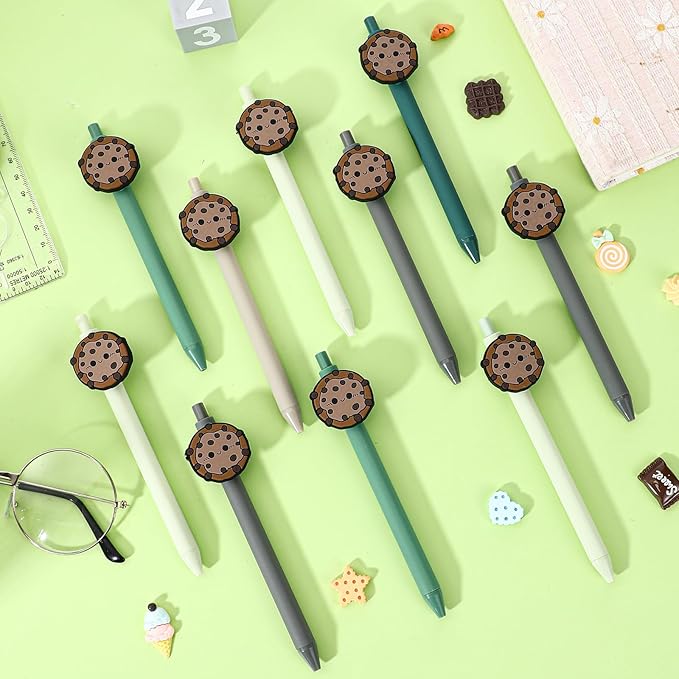 50 Pcs Cookie Ballpoint Pen Bulk Housekeeping Appreciation Gift Retractable Writing 1mm Medium Point Black Ink Green Fancy Gift for Friend Troop Scout Leader Cookie Lover Party Favor