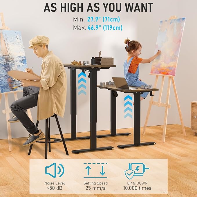 35 * 20 Electric Standing Desk, Adjustable Height Sit Stand Up Desk, Motorized Home Office Computer Gaming Workstation Desk