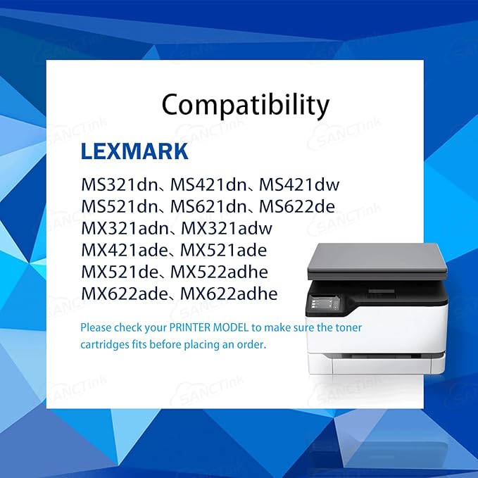 56F1H00 High Yield Toner Cartridge 15000 Pages (with Chip) Compatible with Lexmark 56F1H00 56F1000 for MS321 MS421 MS521 MS421dn MS321dn MS521dn MS621 MX521 MS622 MX421 MX622 MX622 MX522 Printer