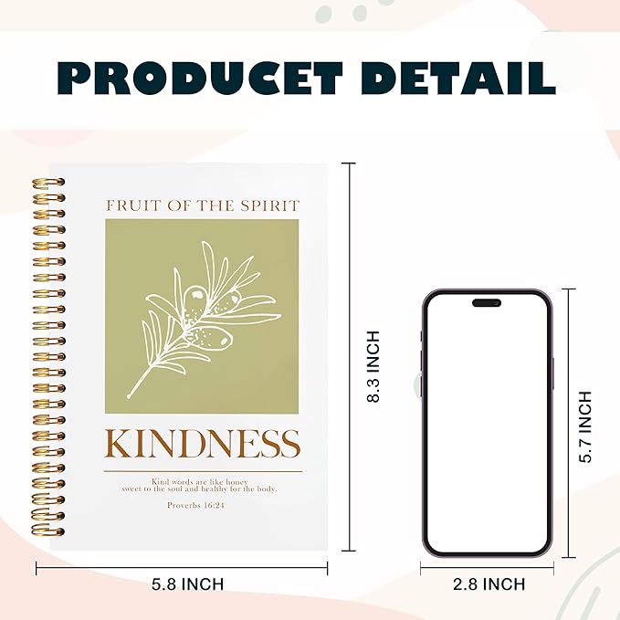 BearCake Bible Notebooks for Note Taking,Bible Journaling Notebook,Christian Notebook Journal,Fruit of the Spirit Kindness Christian Gifts for Women，Spiral Notebook 5.5x8.3