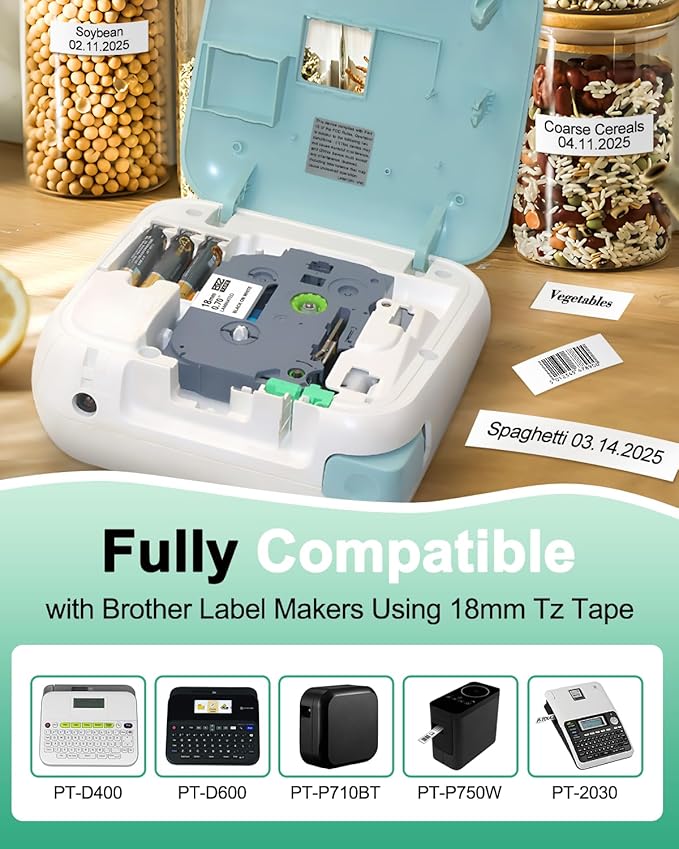 4PK Replacement for Brother TZe-241 Ptouch Label Tape 18mm 0.7 Laminated Tape for Brother PTD400 PTD410 PTD600, Black on White